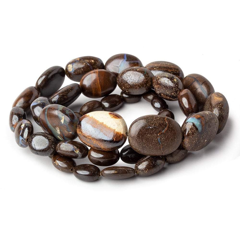 Australian Boulder Opal plain nuggets 18 inch 40 beads 8x6x4-17x13x7mm A - Beadsofcambay.com