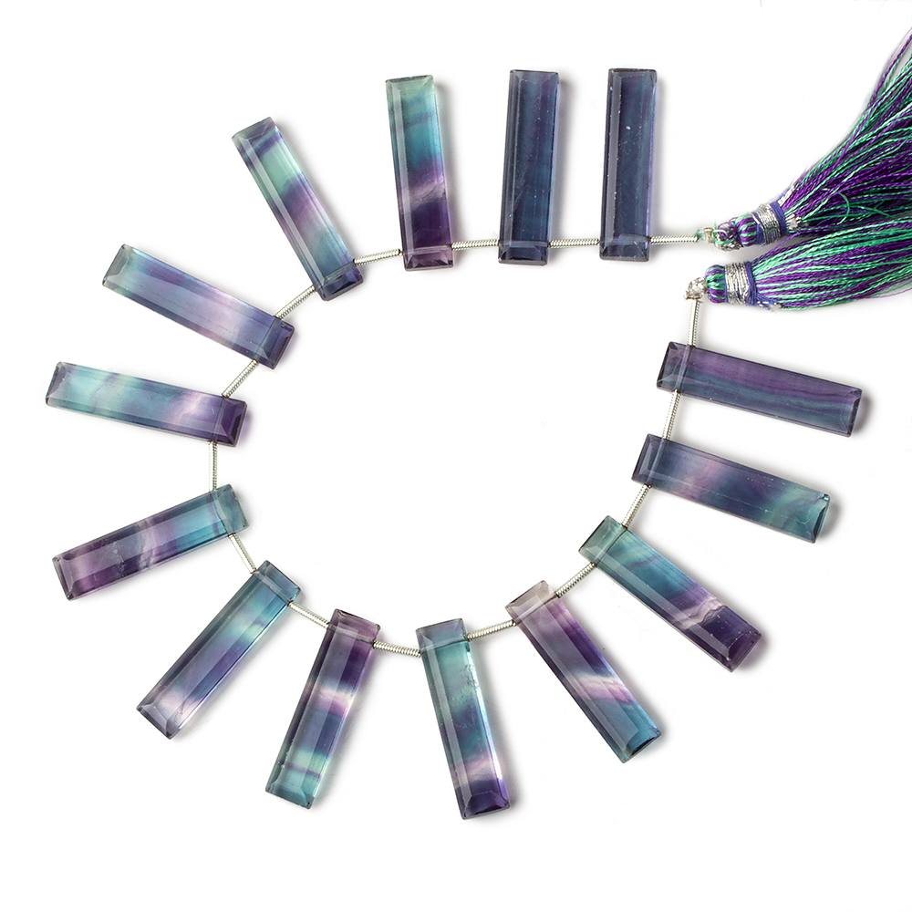 Banded Fluorite emerald cut rectangle bars 14 beads 7 inch 28x7x5mm average AAA - Beadsofcambay.com