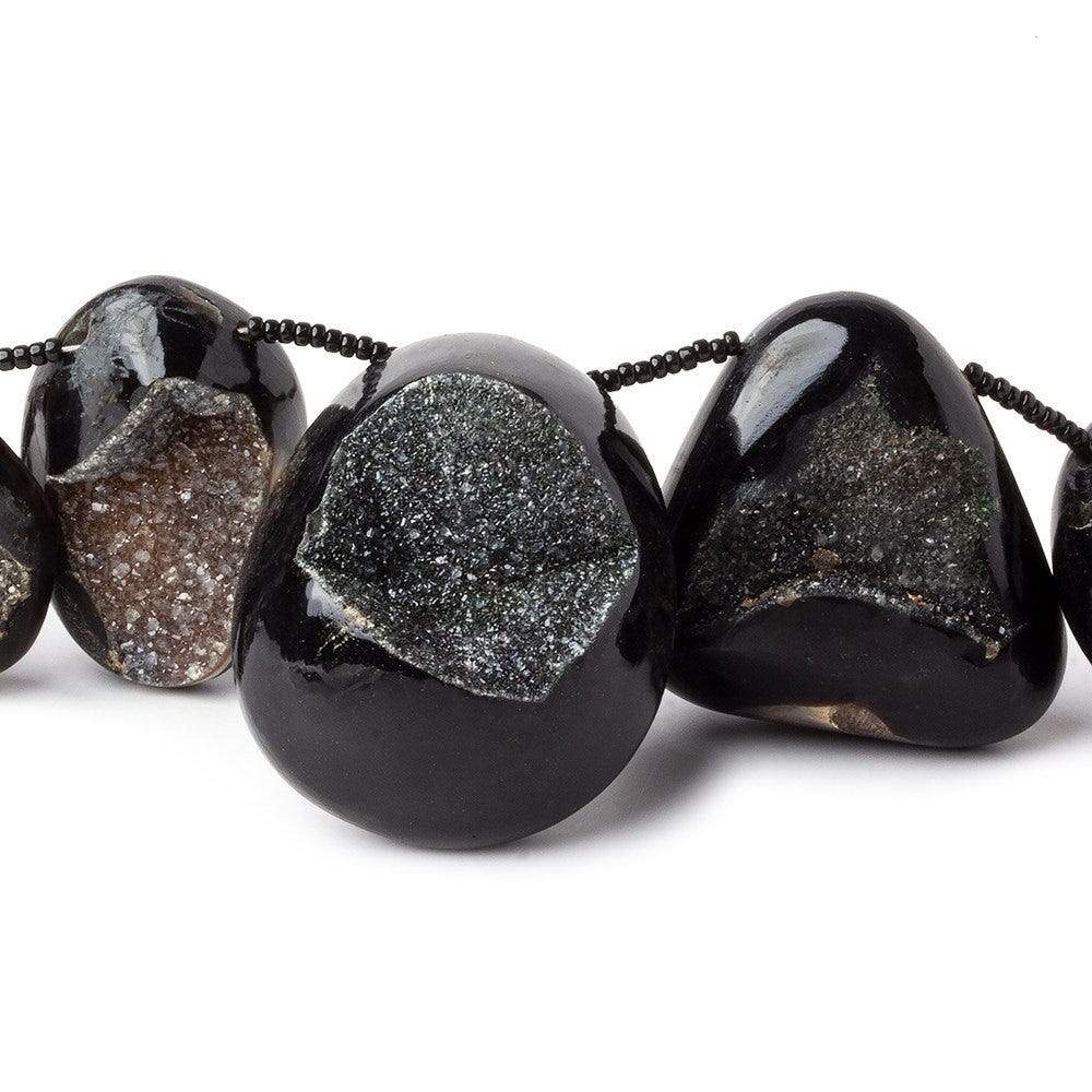 Black Drusy Agate Free Form Beads 11 pieces - Beadsofcambay.com