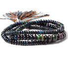 Black Ethiopian Opal Plain Rondelle Beads 200 pieces AAA Grade - Beadsofcambay.com