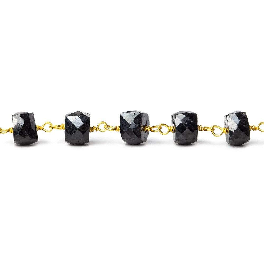 Black Spinel faceted cube Vermeil Chain by the foot - Beadsofcambay.com