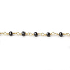 Black Spinel micro-faceted rondelle Gold plated Chain by the foot 40 beads - Beadsofcambay.com