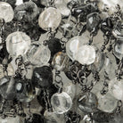 Black Tourmalinated Quartz plain coin Black Gold plated Chain by the foot - Beadsofcambay.com