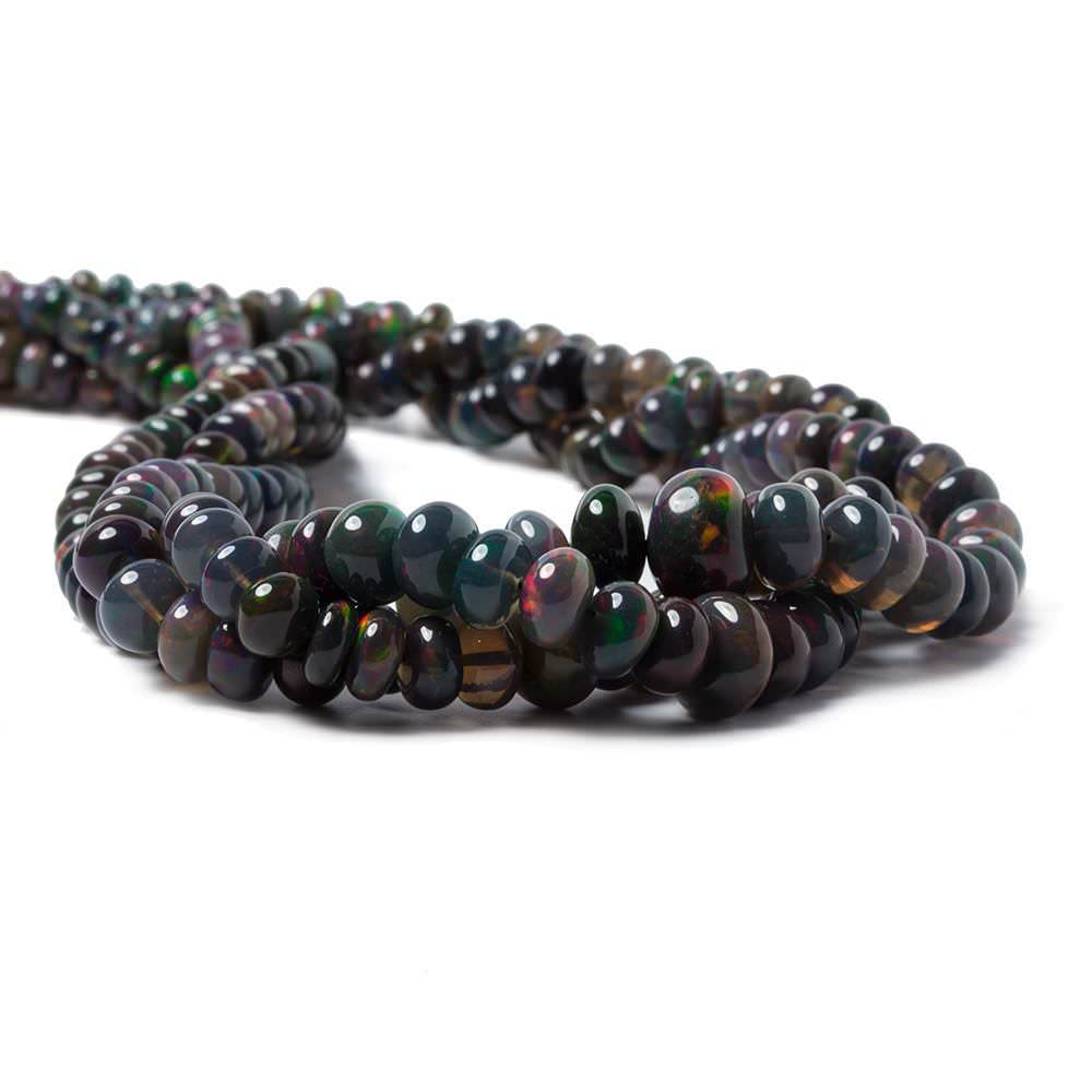 Blue Ethiopian Opal Plain Rondelle Beads - Beadsofcambay.com