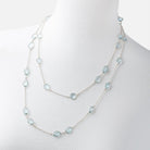 Blue Topaz Faceted Nugget .925 Silver Bezel Chain Necklace AAA - Beadsofcambay.com