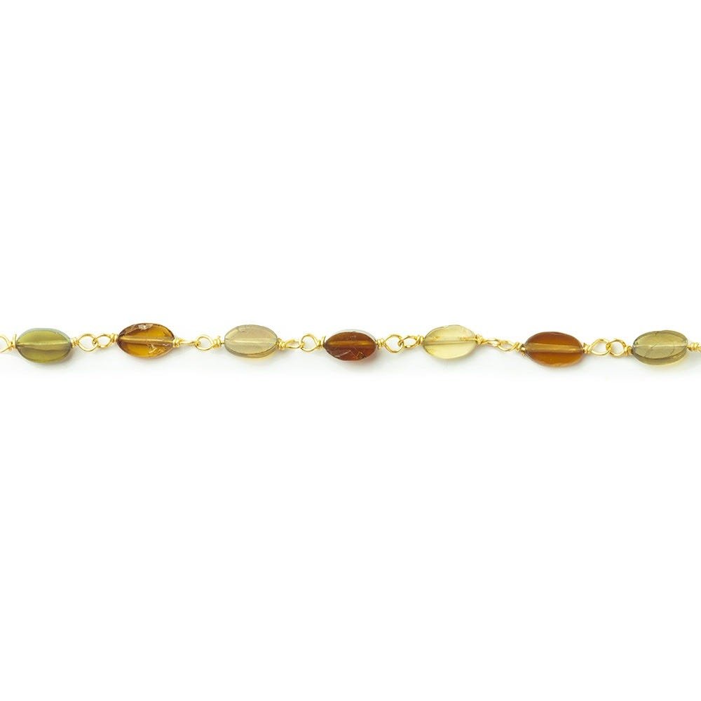 Brown and Green Tourmaline oval Vermeil Chain by the foot - Beadsofcambay.com