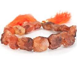 Burnt Orange Agate Beads Hammer Faceted Square - Beadsofcambay.com