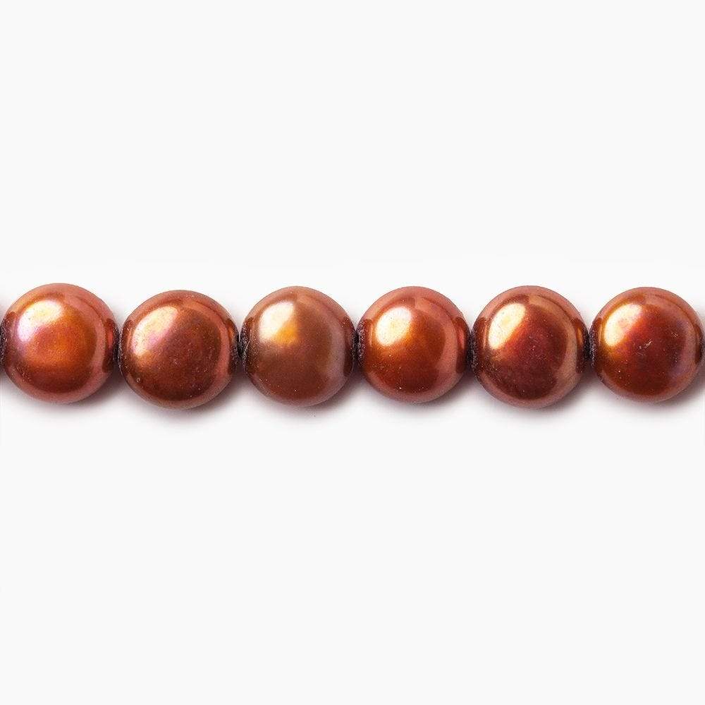 Burnt Orange Button Freshwater Pearl - Beadsofcambay.com