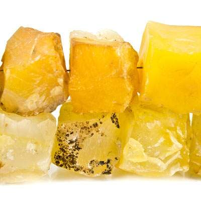 Buttercup Yellow Agate Beads Hammer Faceted Cube, Set of 2 - Beadsofcambay.com