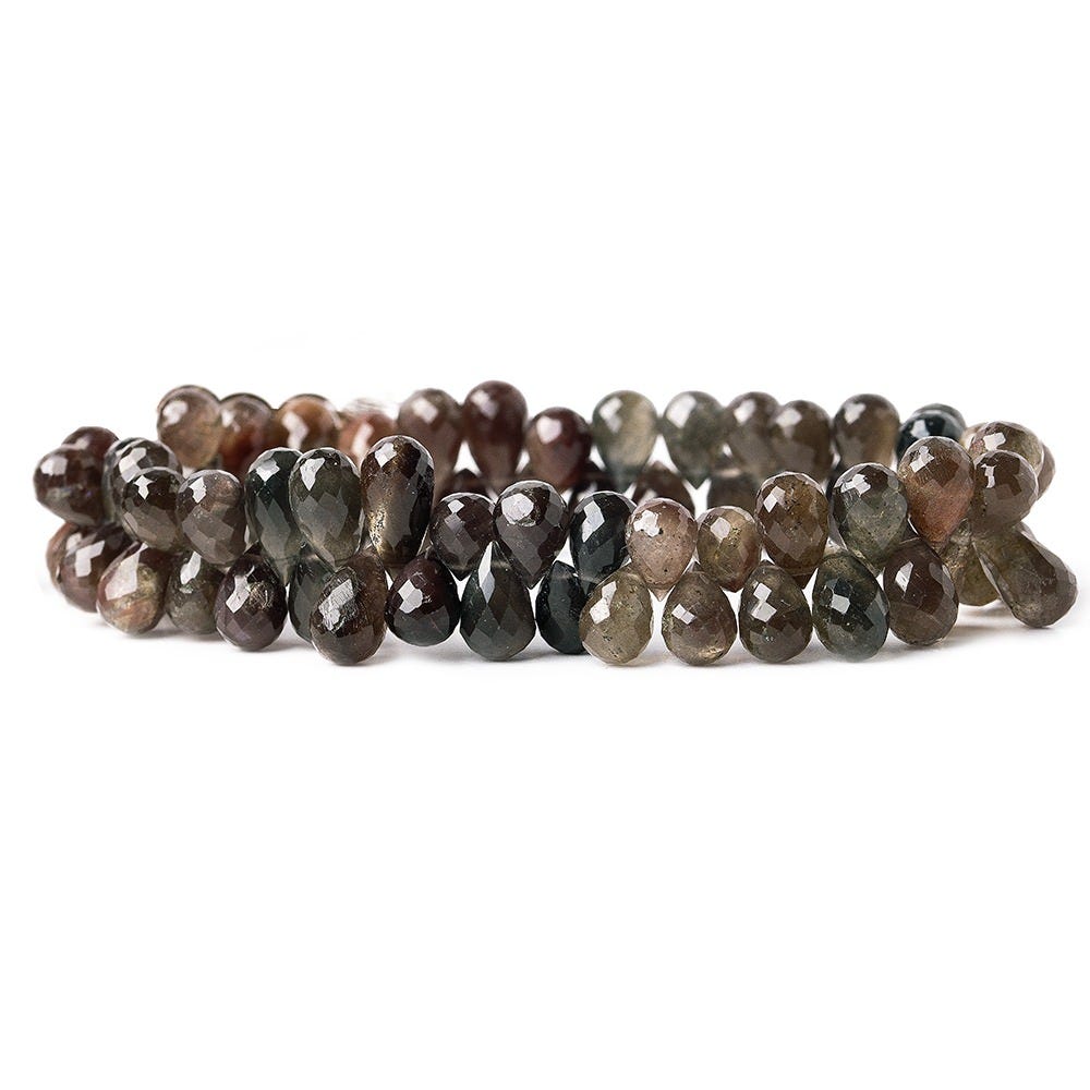 Cat's Eye Scapolite Faceted Tear Drop Briolette Beads, 7.75 inch, 8x6-12x6mm, 71 pieces - Beadsofcambay.com