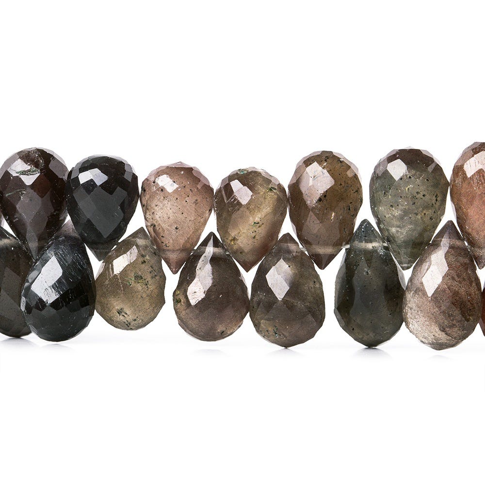 Cat's Eye Scapolite Faceted Tear Drop Briolette Beads, 7.75 inch, 8x6-12x6mm, 71 pieces - Beadsofcambay.com