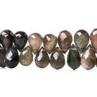 Cat's Eye Scapolite Faceted Tear Drop Briolette Beads, 7.75 inch, 8x6-12x6mm, 71 pieces - Beadsofcambay.com