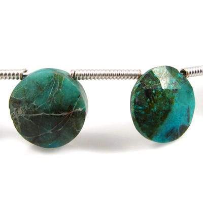 Chrysocolla Faceted Coin Beads - Beadsofcambay.com