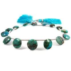 Chrysocolla Faceted Coin Beads - Beadsofcambay.com