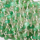 Chrysoprase Silver plated Wire Wrapped Chain - Beadsofcambay.com