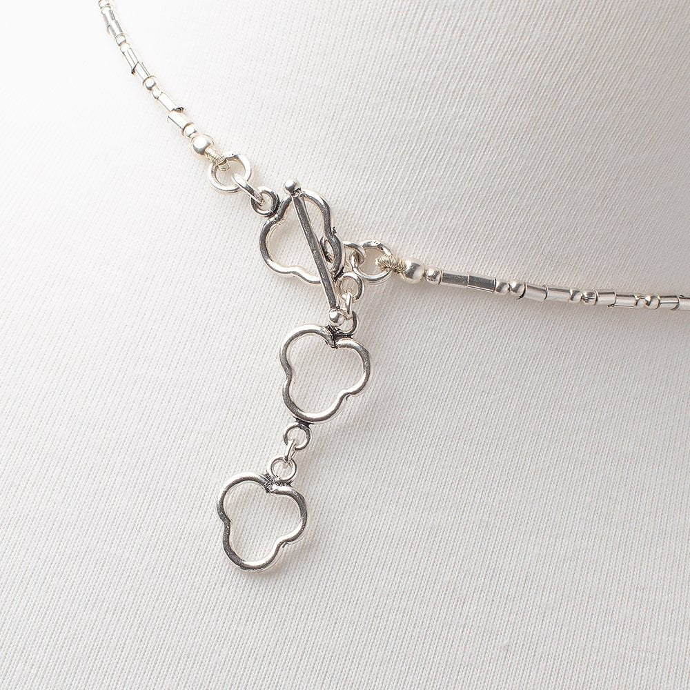 Citrine and Pink Amethyst Antiqued Silver Necklace and Earring Set - Beadsofcambay.com