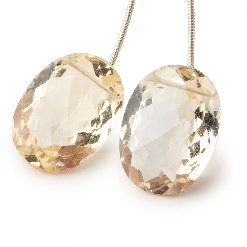 Citrine Pavilion Faceted Oval Focal Bead Set of 2 - Beadsofcambay.com