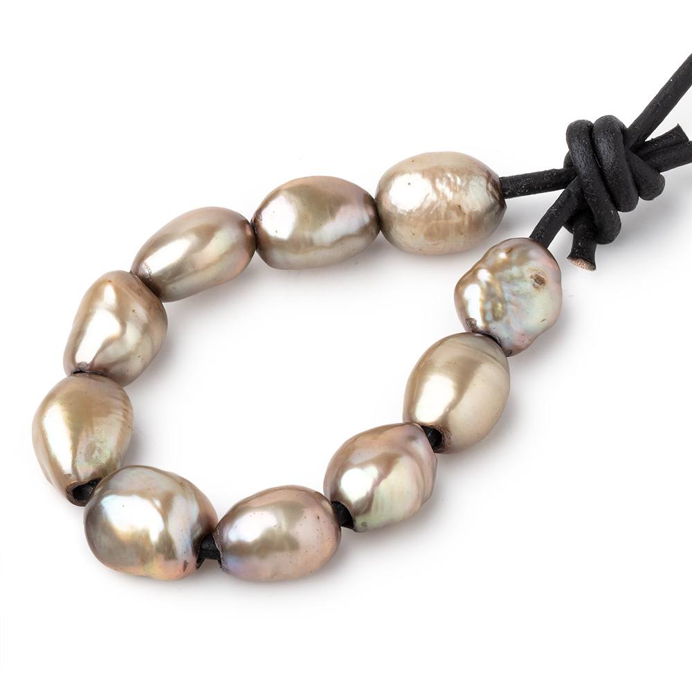 Copy of 10-11mm Marsh Green Large Hole Baroque Pearls Set of 10 - Beadsofcambay.com