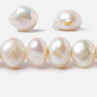Cream Large Hole Freshwater pearl 11 -12mm Side Drilled, 15 inches, 38 pcs/strand - Beadsofcambay.com