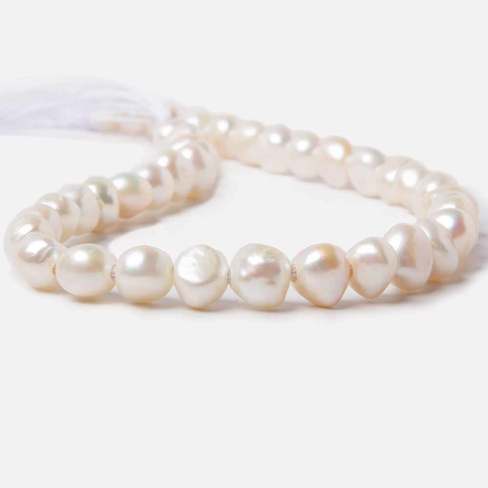 Cream Large Hole Freshwater pearl 11 -12mm Side Drilled, 15 inches, 38 pcs/strand - Beadsofcambay.com