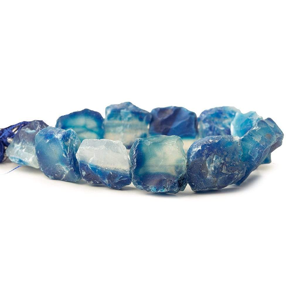 Dark Sky & Water Blue Agate Beads Hammer Faceted Squares - Beadsofcambay.com