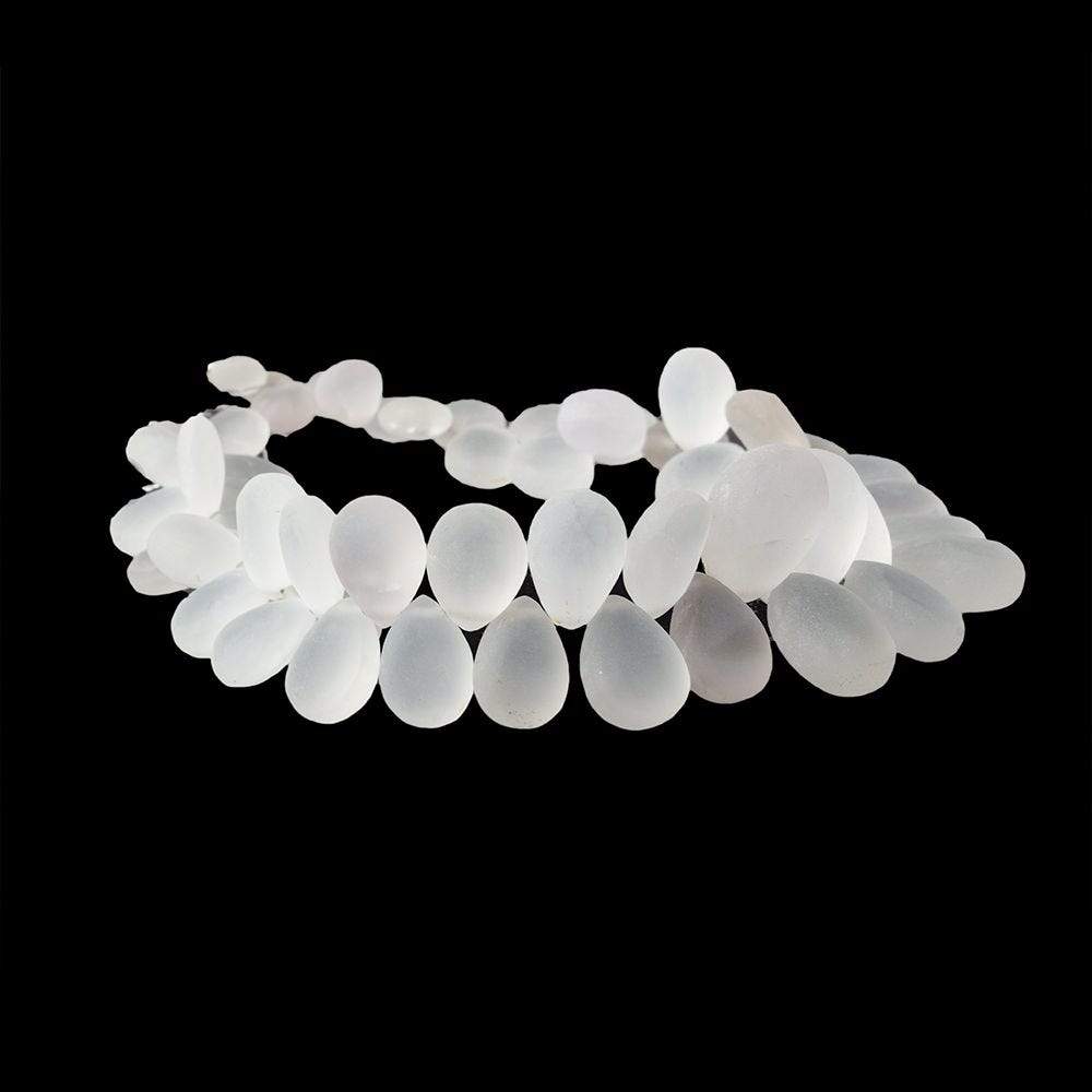 8x6-16x11mm Frosted Crystal Quartz Plain Pear Beads 8 inch 55 pieces - Beadsofcambay.com