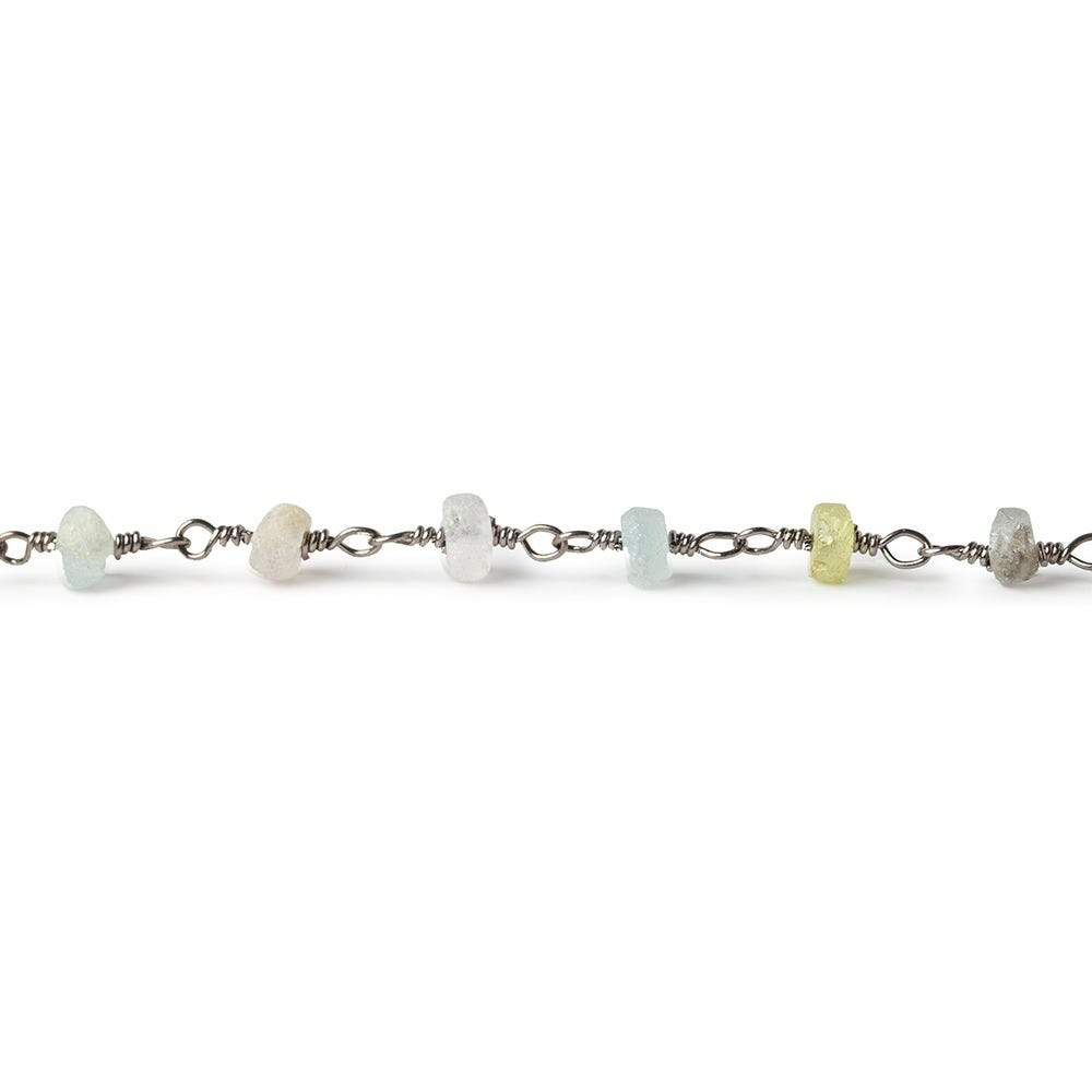 Frosted Multi Beryl plain rondelle Black Gold plated Chain by the foot 39 pcs - Beadsofcambay.com