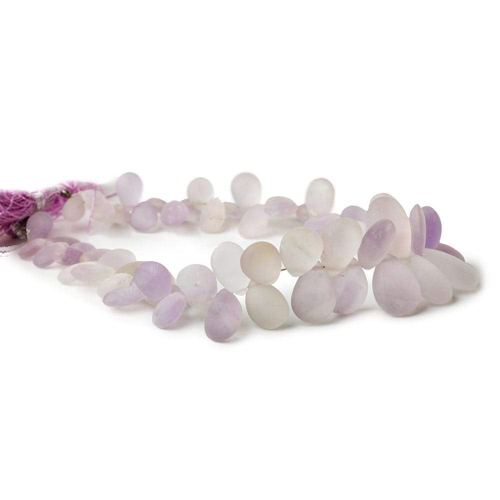 Frosted Pink Amethyst Plain Pear - Beadsofcambay.com