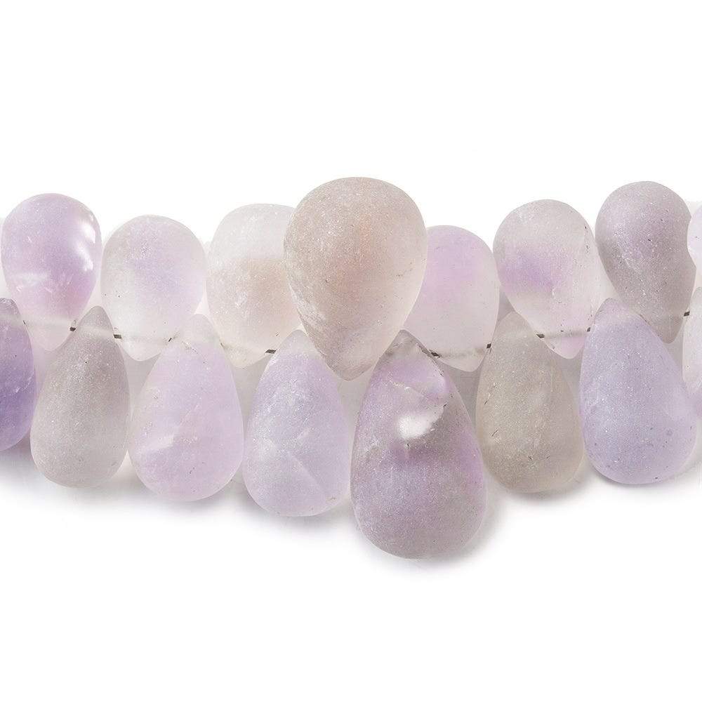 Frosted Pink Amethyst Plain Tear Drop - Beadsofcambay.com
