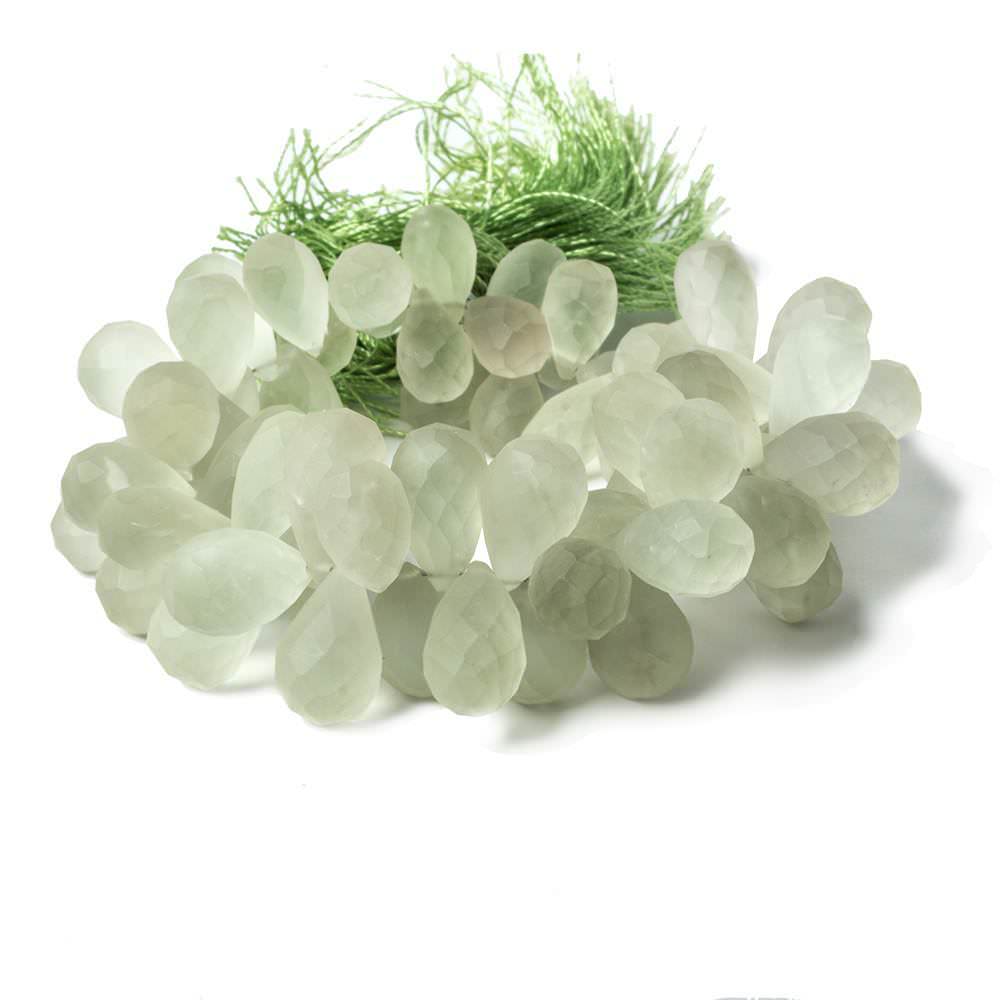 Frosted Prasiolite Faceted Tear Drop - Beadsofcambay.com