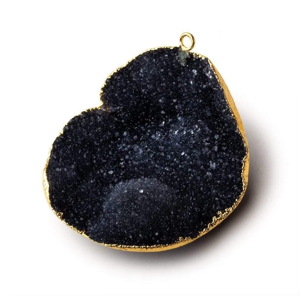 Gold Leafed Grey Black Concave Drusy Pendant 1 focal bead 40x37x13mm A Grade - Beadsofcambay.com