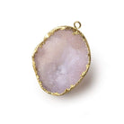 Gold Leafed Iced Pink Concave Drusy Pendant 1 focal bead 32x26x11mm A Grade - Beadsofcambay.com