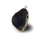 Gold Leafed Ink Black Concave Drusy Pendant 1 focal bead 34x24x18mm A Grade - Beadsofcambay.com