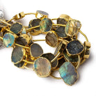 Gold Leafed Labradorite plain slice strand 7 beads 13x10-18x15mm - Beadsofcambay.com