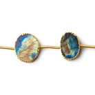 Gold Leafed Labradorite plain slice strand 7 beads 13x10-18x15mm - Beadsofcambay.com