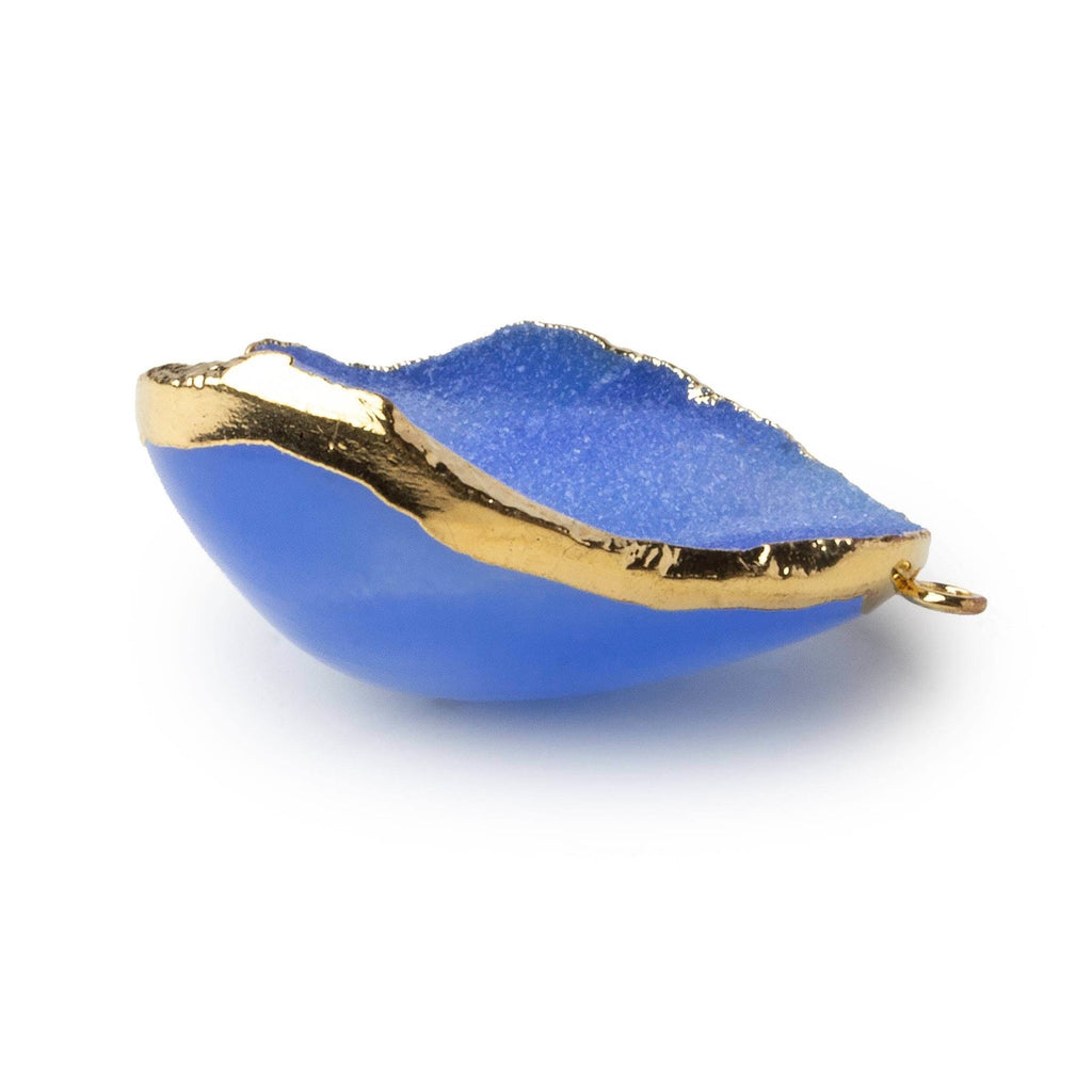 Gold Leafed London Blue Concave Drusy Pendant 1 focal bead 32x27x13mm A Grade - Beadsofcambay.com
