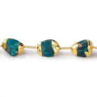Gold Leafed Matte Neon blue Apatite plain nuggets 6 inch 7 beads 10x9-12x9mm - Beadsofcambay.com