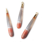 Gold Leafed Salmon Orange Banded Agate tear drop Pendant 1 focal bead 40x7mm - Beadsofcambay.com