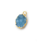 Gold Leafed Sky Blue Agate Drusy Oval Pendant 1 focal bead 10x8mm - Beadsofcambay.com