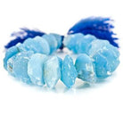 Grecian Blue Agate Beads Tumbled Hammer Faceted Discs - Beadsofcambay.com