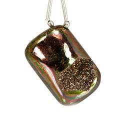 Green and Purple Iridescent Agate Drusy Focal Bead - Beadsofcambay.com