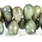 Green Cat's Eye Quartz Faceted Tear Drop Briolette Beads - Beadsofcambay.com