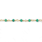 Green Onyx micro-faceted rondelle Gold plated Chain by the foot - Beadsofcambay.com
