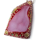 Hand Painted Floral Marsala Red Drusy with Rhinestones 3.25x2.0 inch - Beadsofcambay.com