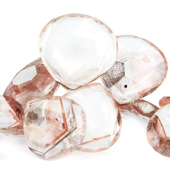 Hematoid Quartz Faceted Heart Beads 8 inch 34 beads - Beadsofcambay.com