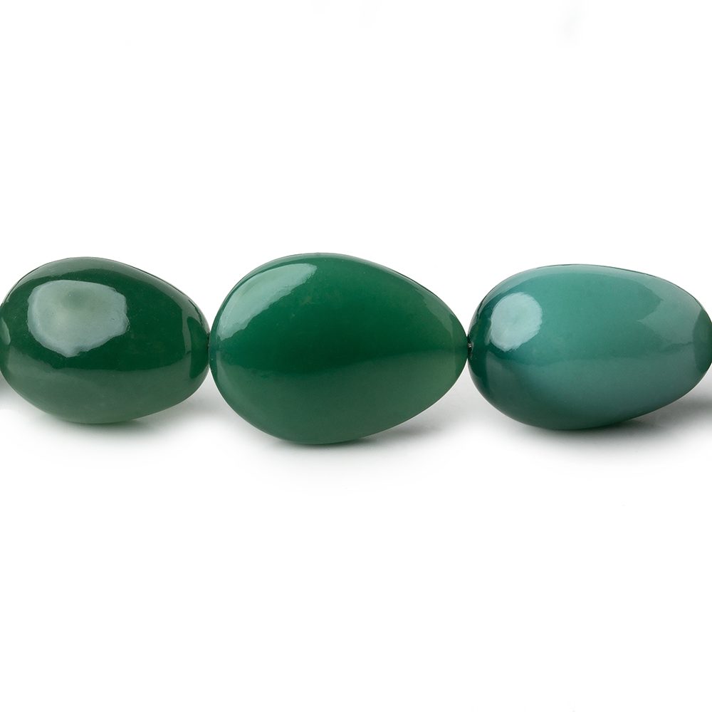 Holiday Green Chalcedony plain nuggets 19 inch 29 beads 11x9x7-19x15x13mm - Beadsofcambay.com