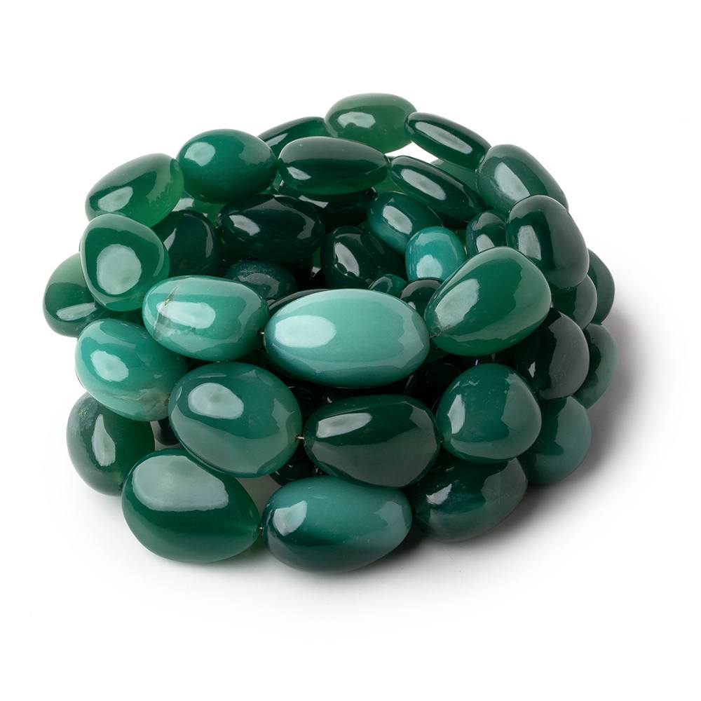 Holiday Green Chalcedony plain nuggets 19 inch 29 beads 11x9x7-19x15x13mm - Beadsofcambay.com