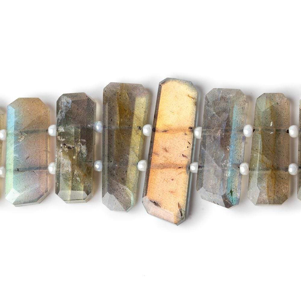 Labradorite Double Drilled Faceted Modified Rectangles 8.5 inch 29 pieces - Beadsofcambay.com