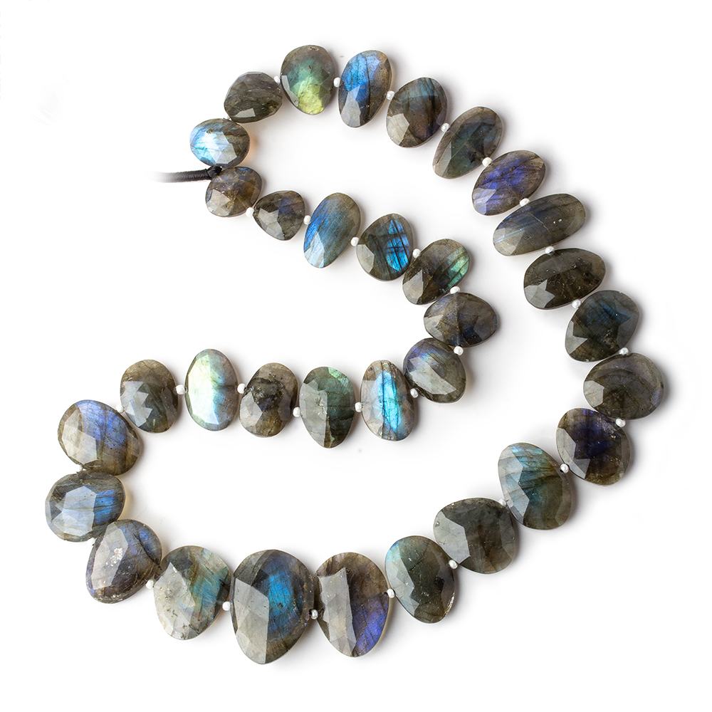 Labradorite side drilled faceted flat nugget beads 16 inch 33 pieces - Beadsofcambay.com