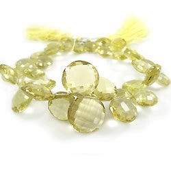 Lemon Quartz Faceted Coin - Beadsofcambay.com